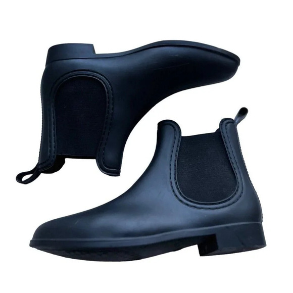 Report Slicker Matte Black Chelsea Rain Boots Size 10/40 Style 581072 Women’s - Picture 3 of 11